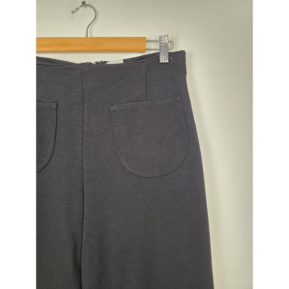 Maeve Anthropologie The Colette Ruffle Hem Cropped Pants Black 29P Wide Leg High - Picture 3 of 11